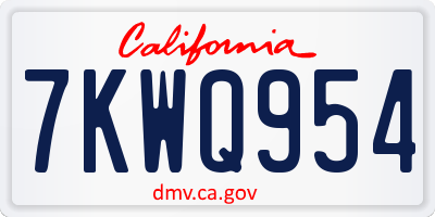 CA license plate 7KWQ954