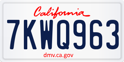 CA license plate 7KWQ963