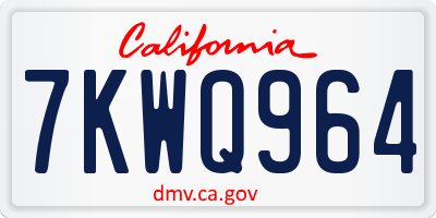 CA license plate 7KWQ964