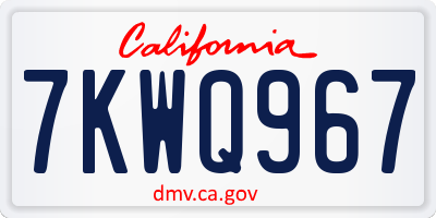 CA license plate 7KWQ967