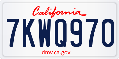 CA license plate 7KWQ970