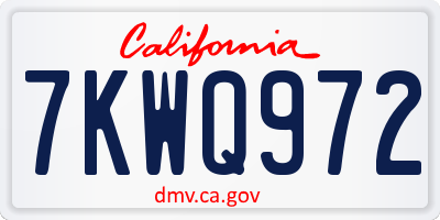 CA license plate 7KWQ972
