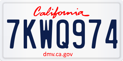 CA license plate 7KWQ974