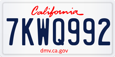 CA license plate 7KWQ992