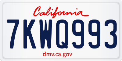 CA license plate 7KWQ993