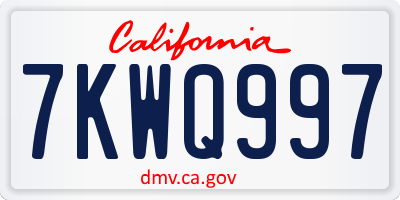 CA license plate 7KWQ997