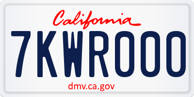 CA license plate 7KWR000