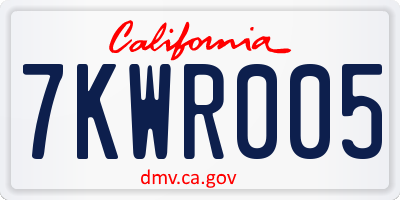 CA license plate 7KWR005