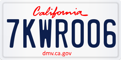 CA license plate 7KWR006