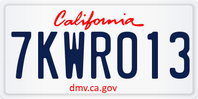 CA license plate 7KWR013