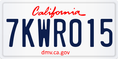 CA license plate 7KWR015