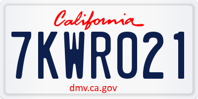 CA license plate 7KWR021