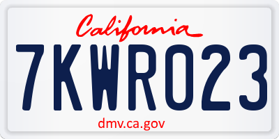 CA license plate 7KWR023