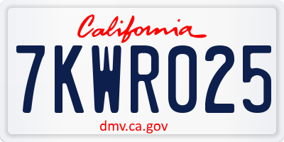 CA license plate 7KWR025