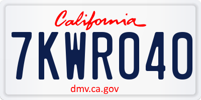 CA license plate 7KWR040