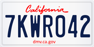 CA license plate 7KWR042