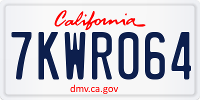 CA license plate 7KWR064