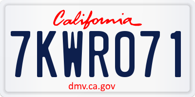 CA license plate 7KWR071