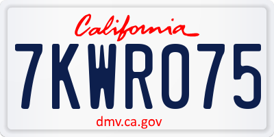 CA license plate 7KWR075
