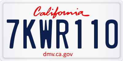 CA license plate 7KWR110