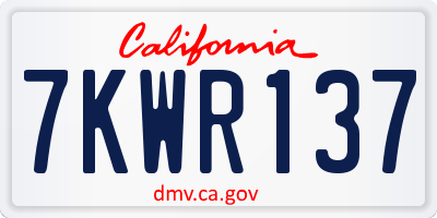 CA license plate 7KWR137