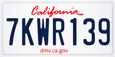 CA license plate 7KWR139