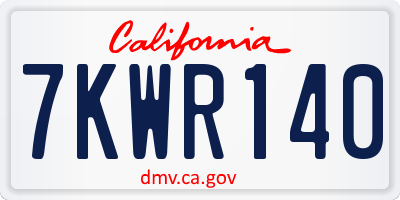 CA license plate 7KWR140