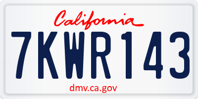 CA license plate 7KWR143