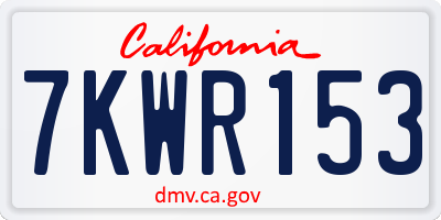 CA license plate 7KWR153
