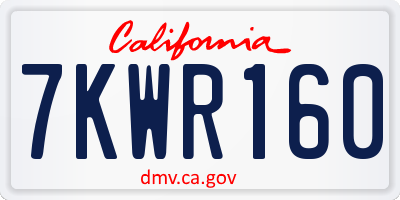 CA license plate 7KWR160