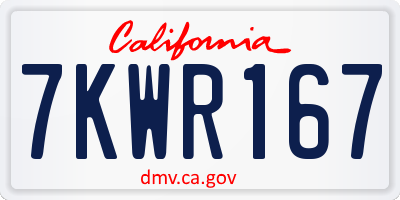 CA license plate 7KWR167