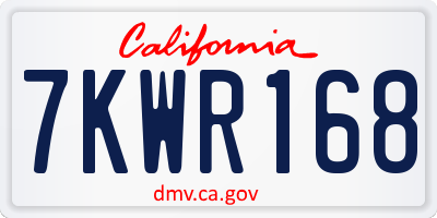 CA license plate 7KWR168