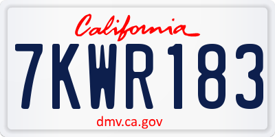 CA license plate 7KWR183