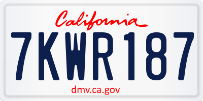 CA license plate 7KWR187