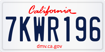 CA license plate 7KWR196