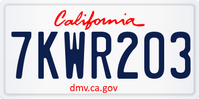 CA license plate 7KWR203