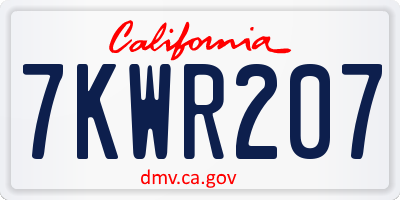 CA license plate 7KWR207