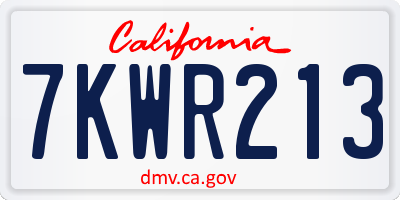 CA license plate 7KWR213
