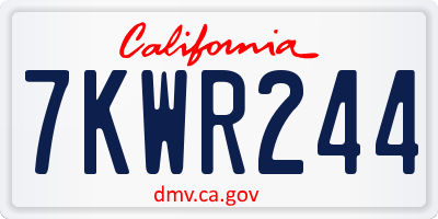 CA license plate 7KWR244