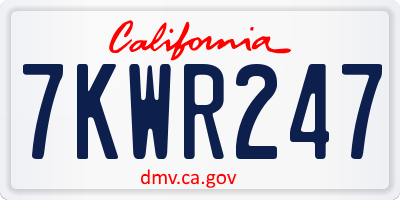 CA license plate 7KWR247