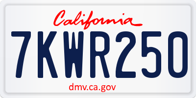 CA license plate 7KWR250