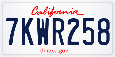 CA license plate 7KWR258