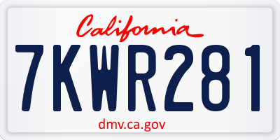 CA license plate 7KWR281