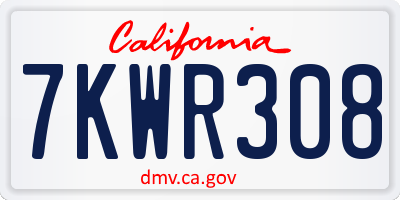 CA license plate 7KWR308