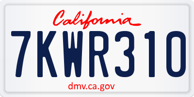 CA license plate 7KWR310