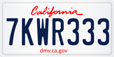 CA license plate 7KWR333