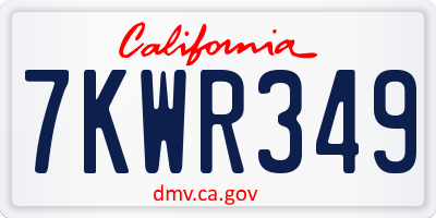 CA license plate 7KWR349