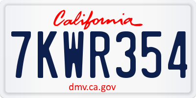 CA license plate 7KWR354