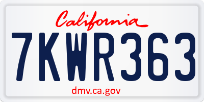 CA license plate 7KWR363