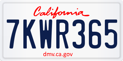 CA license plate 7KWR365